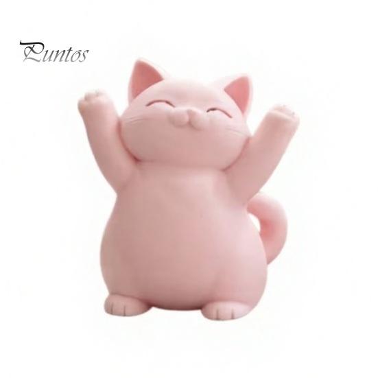 Unique Cat Gifts 3D Printed Pink Hugging Figurine, Adorable Sitting Kitten Statue with Raised Paws, Desktop Decor Kawaii Desk Car Dashboard