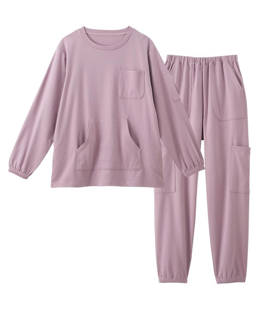 Nissen Cotton Blend with 15 Grayish Size LL Women's Pajama/Loungewear Set, Pockets, Purple,