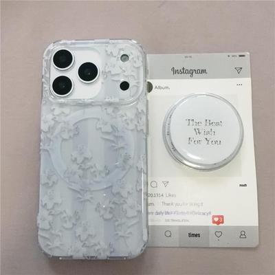 Elegant Magnetic Flower iPhone 17 Pro/16 Pro Max/15 Pro Drop-Proof Double Layer Case