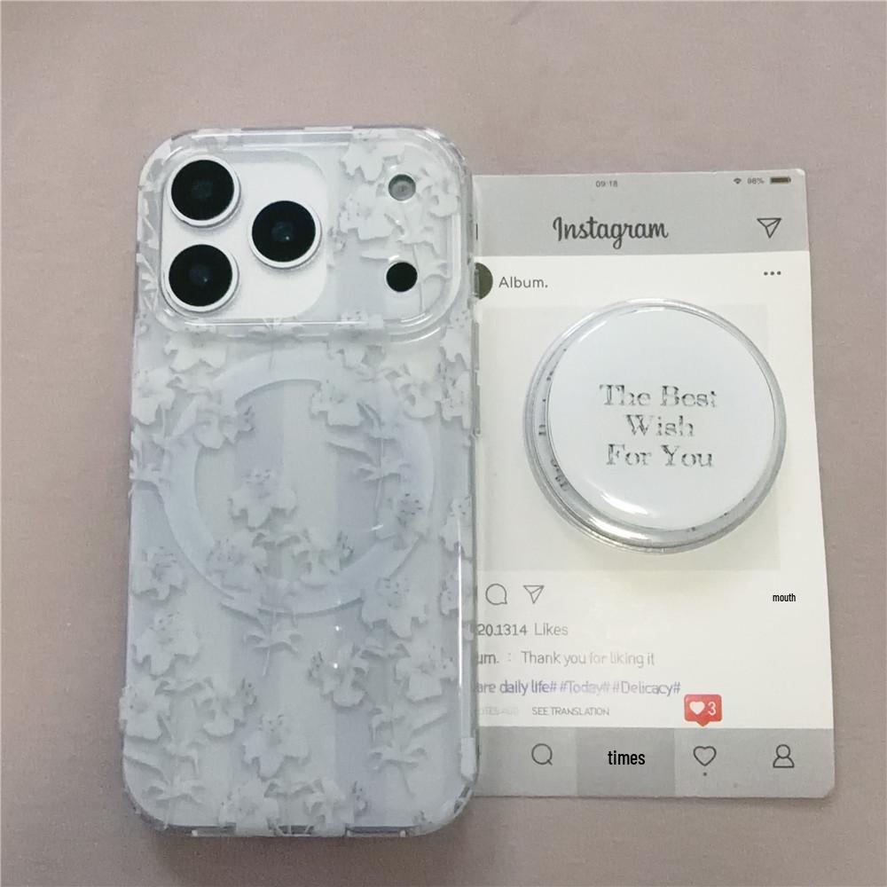 Elegant Magnetic Flower iPhone 17 Pro/16 Pro Max/15 Pro Drop-Proof Double Layer Case