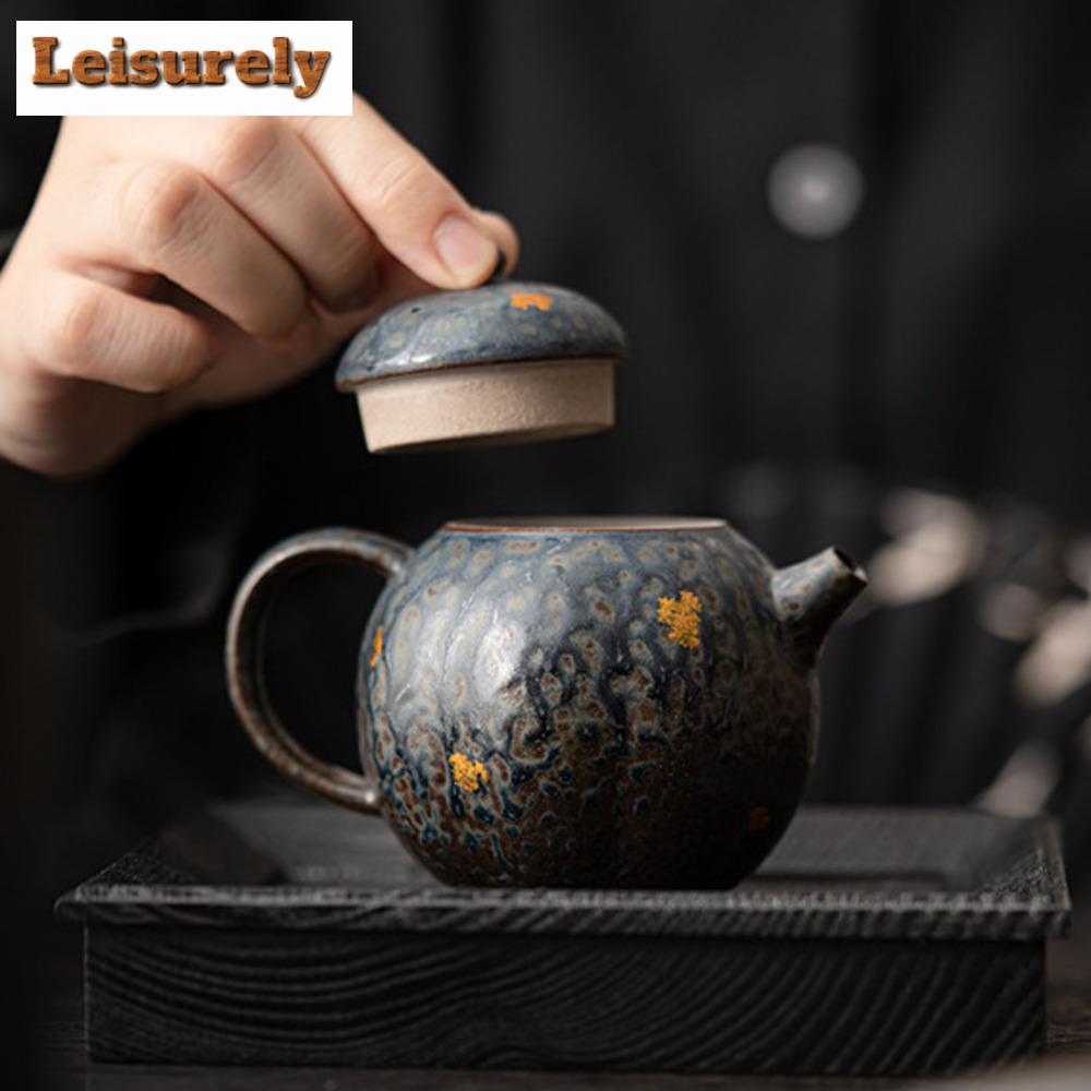 210ml Handmade Pumpkin Teapot Japanese Old Rock Mud Pot Household Tea Maker Kettle with Strainer Aesthetic Teaset Cha Decoration