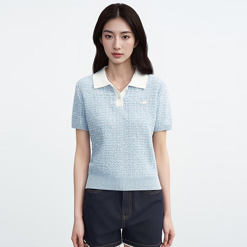 Ledin Chic Knit Short Sleeve Colorblock Polo T-shirt