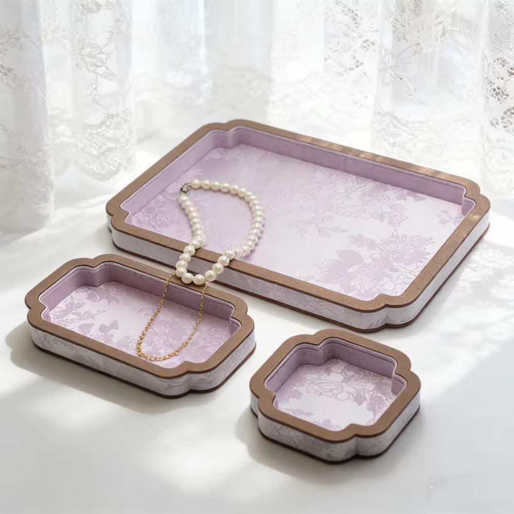 Chinese Vintage Court-Style Jewelry Storage Tray Satin Surface Jewelry Showcase Dressing Table