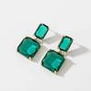 New Geometric Green Glass Square Pendant Earrings Simple and Luxury Accessories for European and American Women’s Jewelry