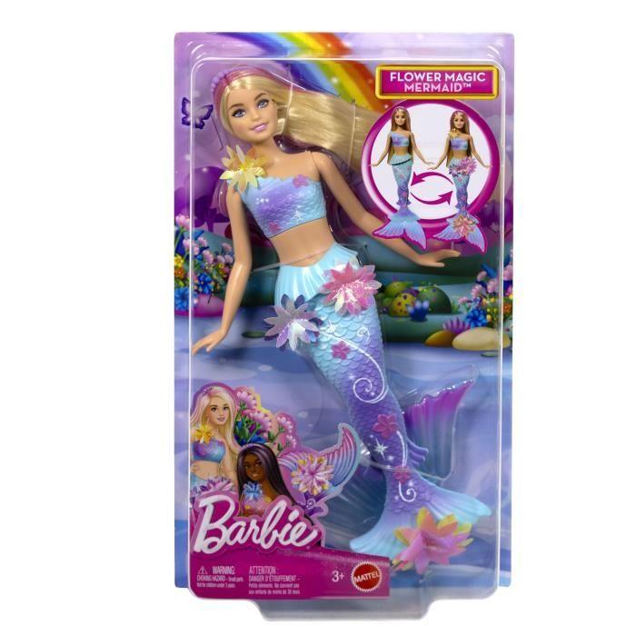 Poupée Sirène - Barbie - Flower Magic - Fleurs Éclorent - Jouable Dans l'Eau - Multicolore