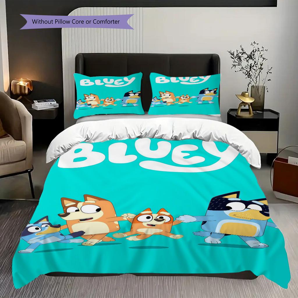 Bluey Friends Adventure Threepiece Set 1 Duvet Cover 2 Pillowcase Without Core Duvet Cover And Pillowcase Soft And Comfortable