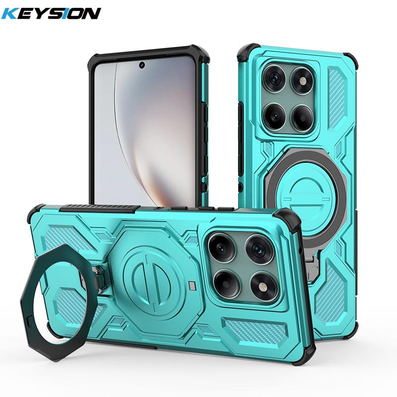KEYSION Shockproof Magnetic Case for Motorola Edge 60 Fusion 5G Upright Live Ring Stand Phone Back Cover for MOTO Edge 60 60S 5G