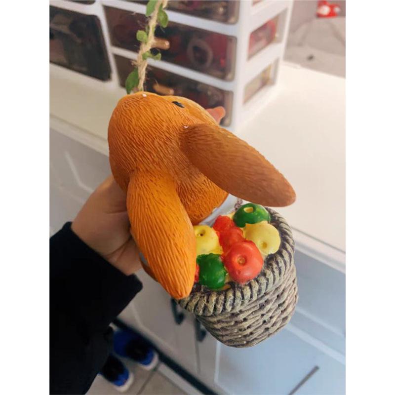 Little Rabbit Climbing Vine Hanging Ornament - Small Animal Figurine for Home, Courtyard, or Tree Pot Decor