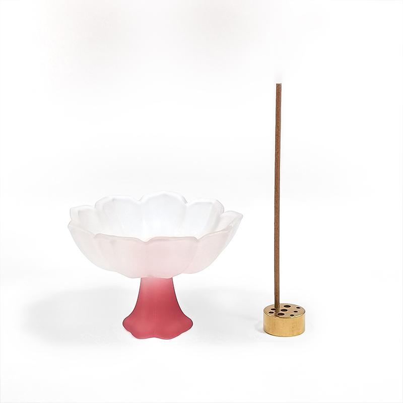 

Glass Lotus Incense Burner Brass Nine-hole Incense Holder Incense Stick Holder for Yoga Meditation Spa Home Decor розовый