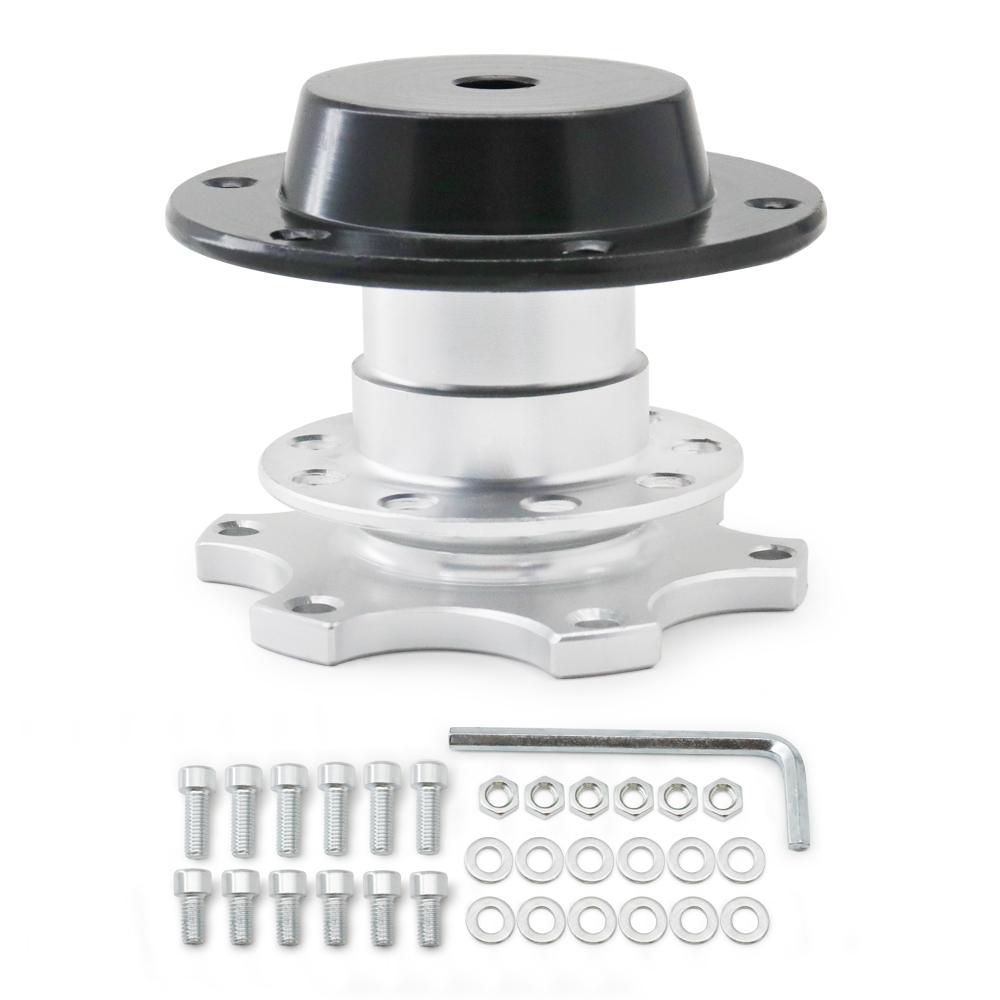 Universal Aluminum Steering Wheel Quick Release Hub Adapter For 6 Hole Steering Wheel Removable Snap Off Boss Kit