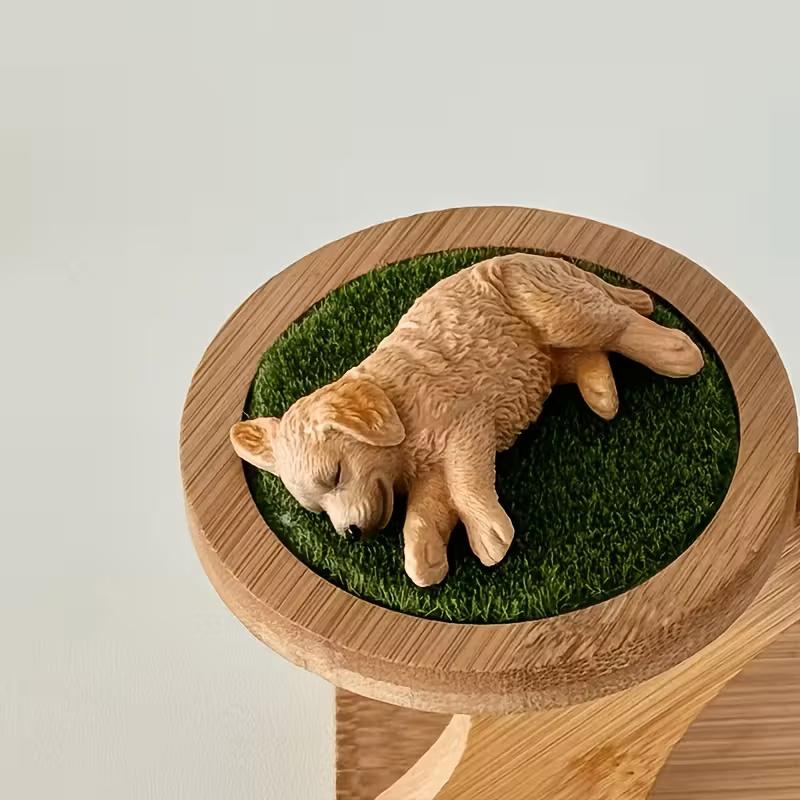 2-teiliges Hunde-Figuren-Set: Realistisches schlafendes Golden Retriever & Labrador Modell für Auto-/Schreibtischdekoration, Kein Spielzeug.