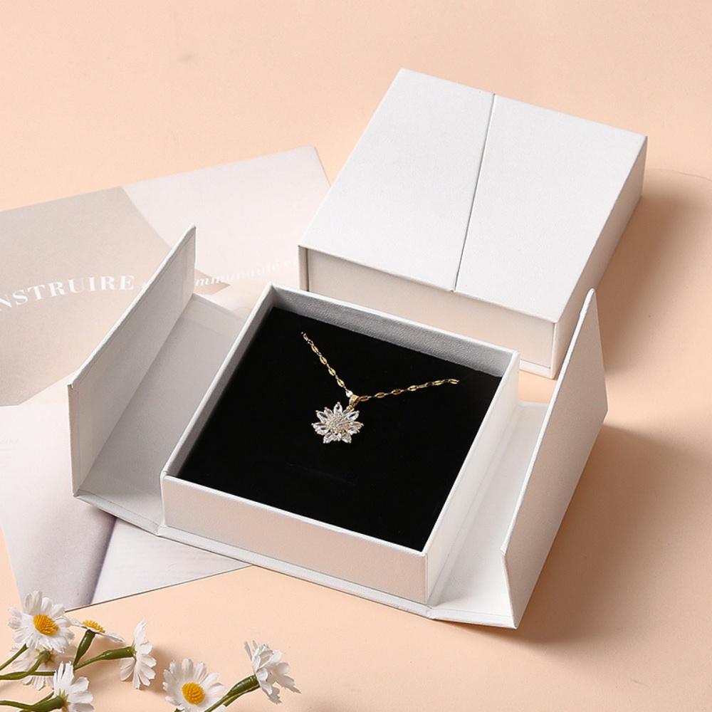 10.5x10.5x3.5CM Magnetic Flip Jewelry Box Dual Opening Earring Necklace Ring Organizer Thick Kraft Paper Storage Box