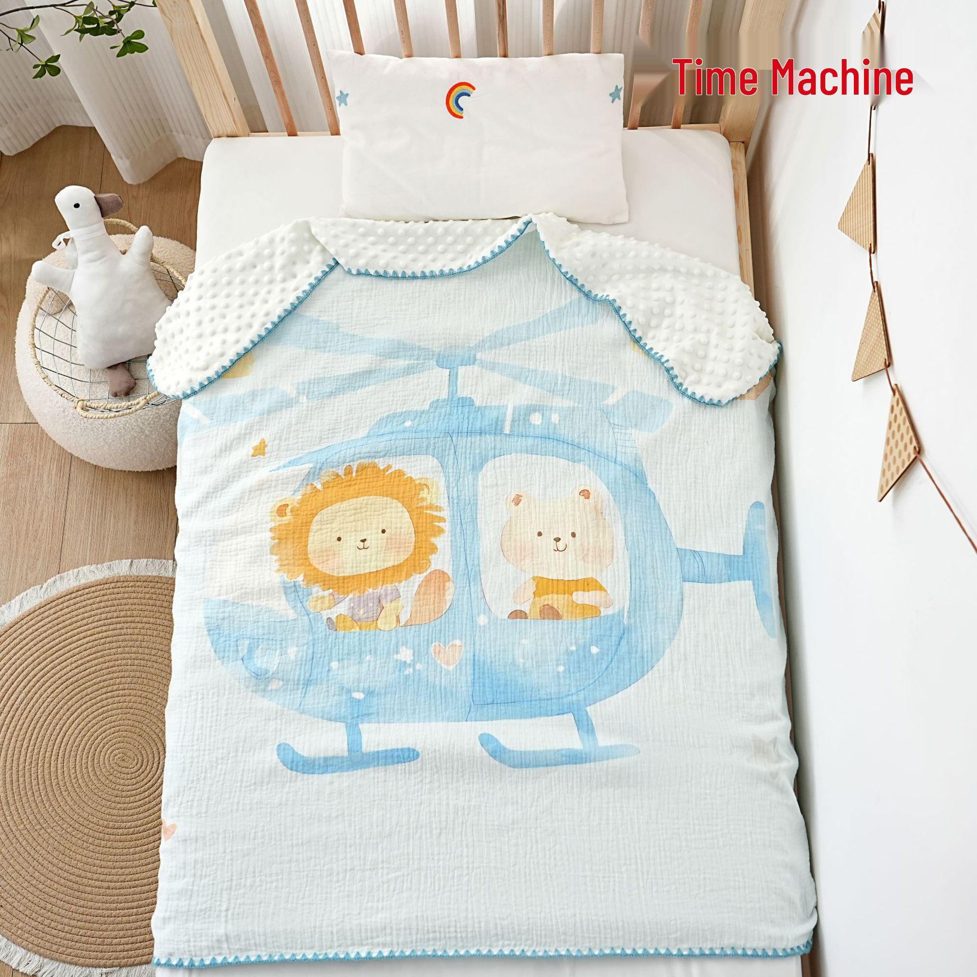 

Cartoon Print Children s Nap Blanket - Soft Crepe Fabric, All-Season Comfort for Kindergarten 110*110