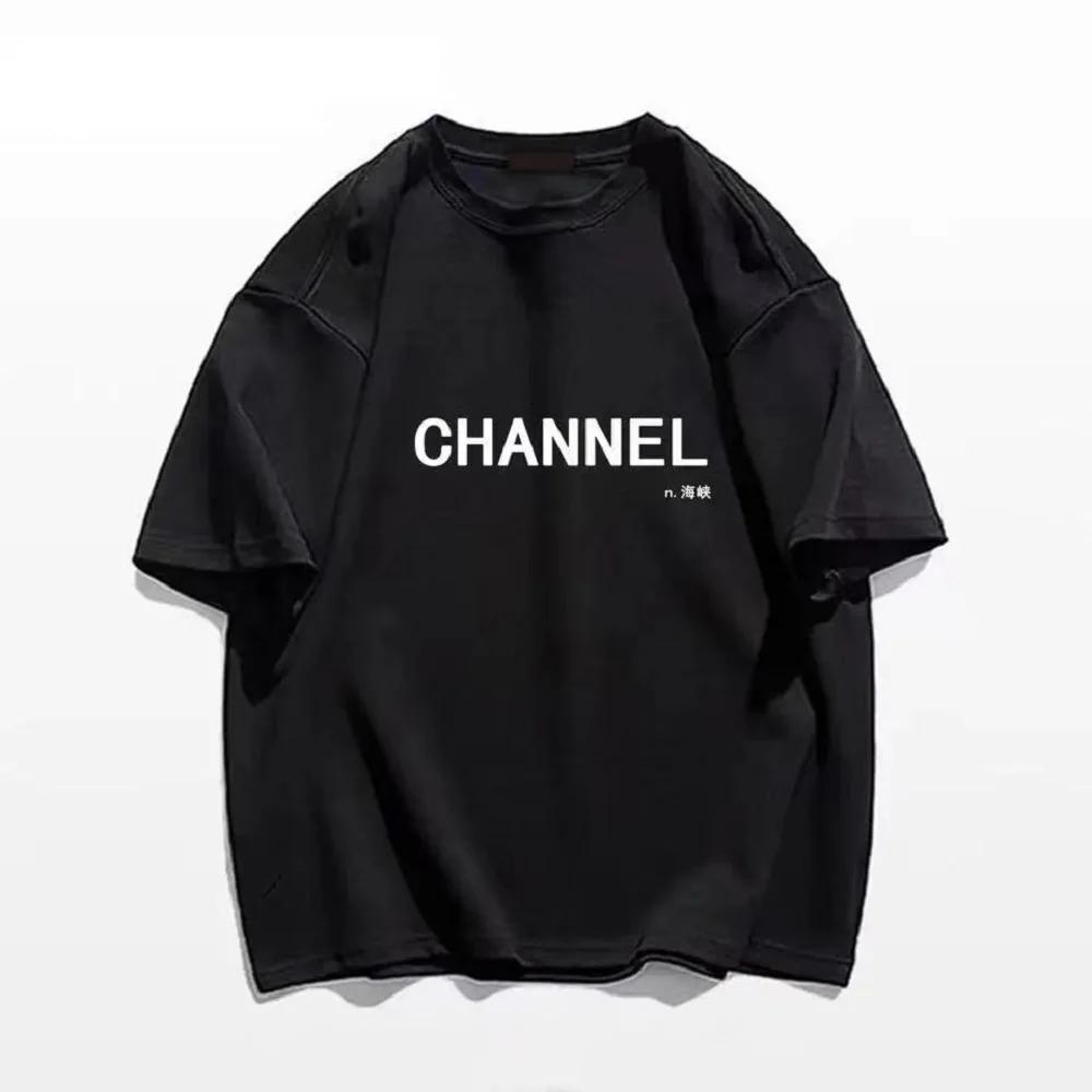

Летняя Женская Мужская Хлопковая Футболка Оверсайз с Графикой с Принтом Channel, Модная Дизайнерская Футболка класса Люкс, с Круглым Вырезом и Коротким Рукавом XXXXXL чёрный