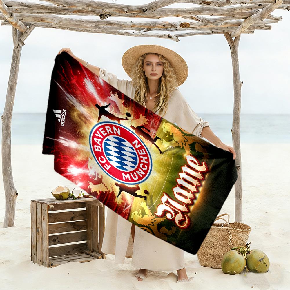 Fc Bayern Munich Fan Gear Customizable Name Beach Towel Super Soft Microfiber Quickdry Fabric