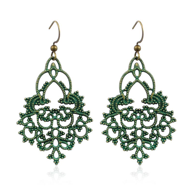 Bohemian Floral Hollow Pendant Earrings