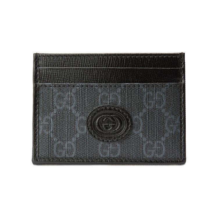 

Gucci GG Canvas Leather Interlocking G Card Holder Black Gray Daily Travel 673002-92TCN-1000 Basic Set (Bag+Dust Bag)