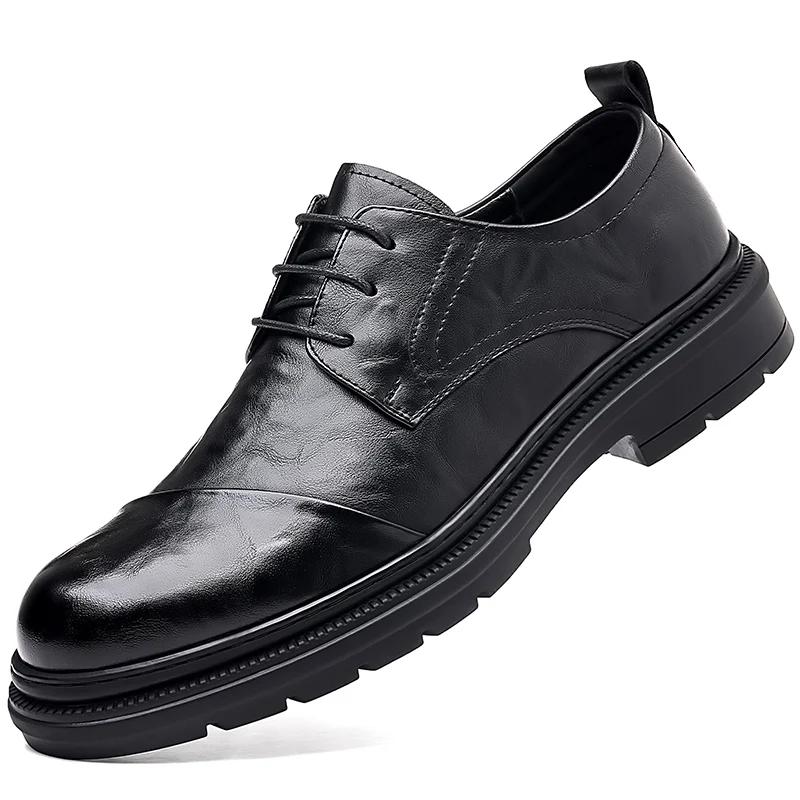 High Quality Men Genuine Leather Shoes Versatile Men's Casual Shoes Fashion Brand Man Oxford Shoes Lace Up Formal Dress Footwear