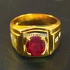 Ruby Oval Cut With 925 Sterling Silver Gold Plated Ring For Men's #B519 JL375684090654