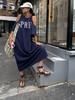 Plus Size Women's Summer Off-shoulder Loose Dress Letter Printing Casual Long T-Shirt Dresses