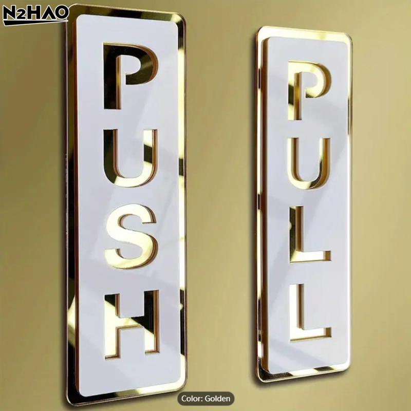 2 Pezzi/set Adesivo Finestra Porta Spingi & Tira Acrilico Porta Scorrevole Adesivo Logo Negozio Hotel Business Caffetteria Insegna Ristorante Maniglia Tirare Sticke