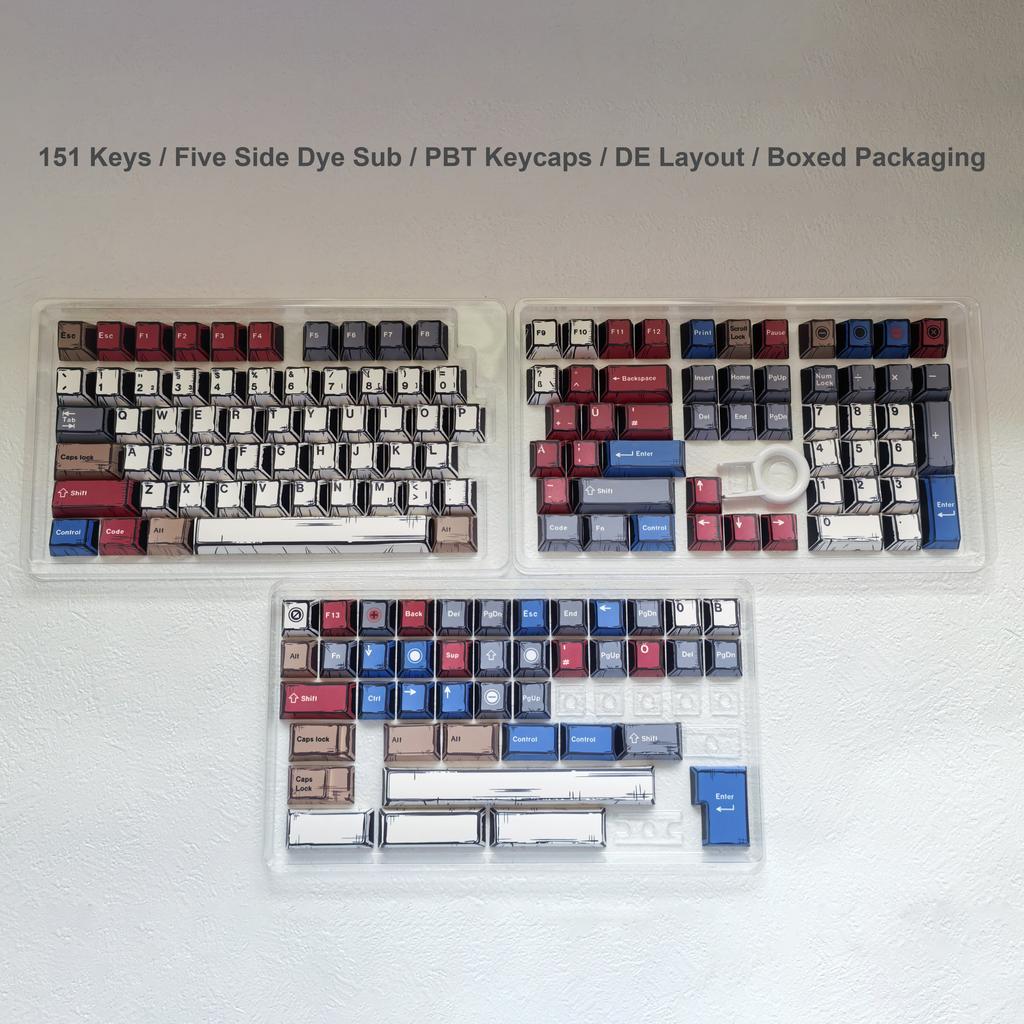 136 Keys Comic White English Korean German Layout Keycaps Dye Sub PBT Keycaps Cherry Profile for MX Switches Gaming Keybaord