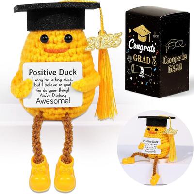 Pato Amarelo de Lã Tricotado à Mão Ornamento Inspiracional Boneca