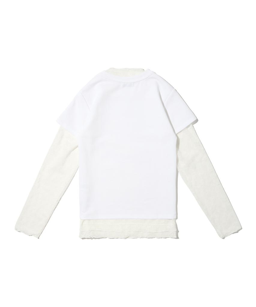 CARGOBROS FOR WOMAN Star See-Through Long Sleeve Layered Short Sleeve Tee Set (Ivory/Ivory)