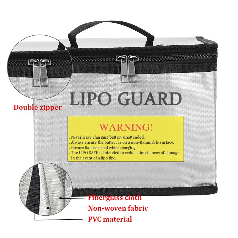 Lipo Battery Safety Bag 215*145*165mm Portable Explosion-proof Fireproof Storage Bag With Safe Guard For RC Drone Batteries