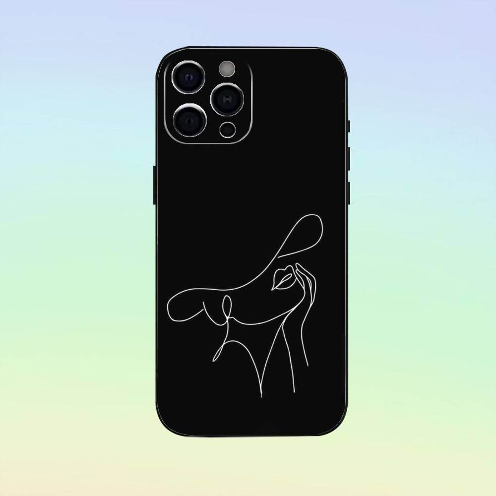 Sexy Line Minimalist Line Drawing Phone Case Silicone Soft For IPhone 17 16 15 14 13 12 11 Black Soft Silicone Case