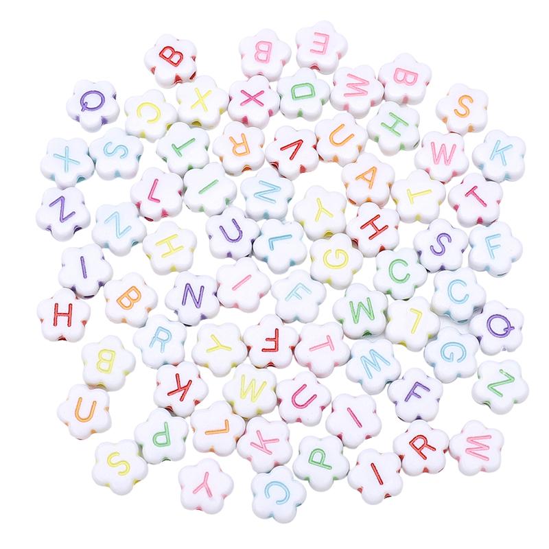 500g akrylové korálky Letter Charms Korálky se švestkovým květem pro výrobu šperků na náramek
