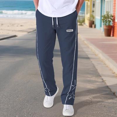 Pantaloni Noi Brodați cu Stele Stil High Street pentru Bărbați, Pantaloni Sport Americani și Casual