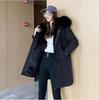 Winter new pie overcome women's medium and long imitation raccoon hair removable liner coat fur jacket large size thickened