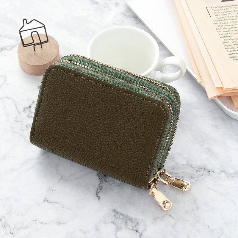 New 2025 Card Bag Women's Short Simple Solid Color Multi-card Large-capacity Zipper Student Change Bag Women