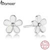 925 Sterling Silver Darling Daisy Stud Earring White Enamel With Clear CZ Compatible with Jewelry Special Store PAS409