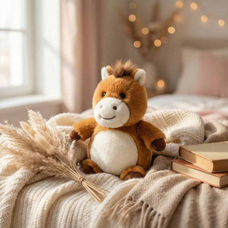 

Pony Year Lucky Mascot Plush Toy With Pp Cotton Filling For Kids And Adults Orange