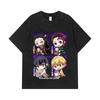 275 GSM Washed T-shirts 100% Cotton Demon Slayer V80 Hashiras Chibi Print Unisex Heavy Cotton T Shirt