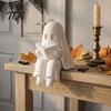 Small Shelf Sitter Ghost Reading Book Halloween Decoration, 3D Printed Statue, Creative Holiday Gift Cute Spooky Sitting Figurine for Bookshelf,
