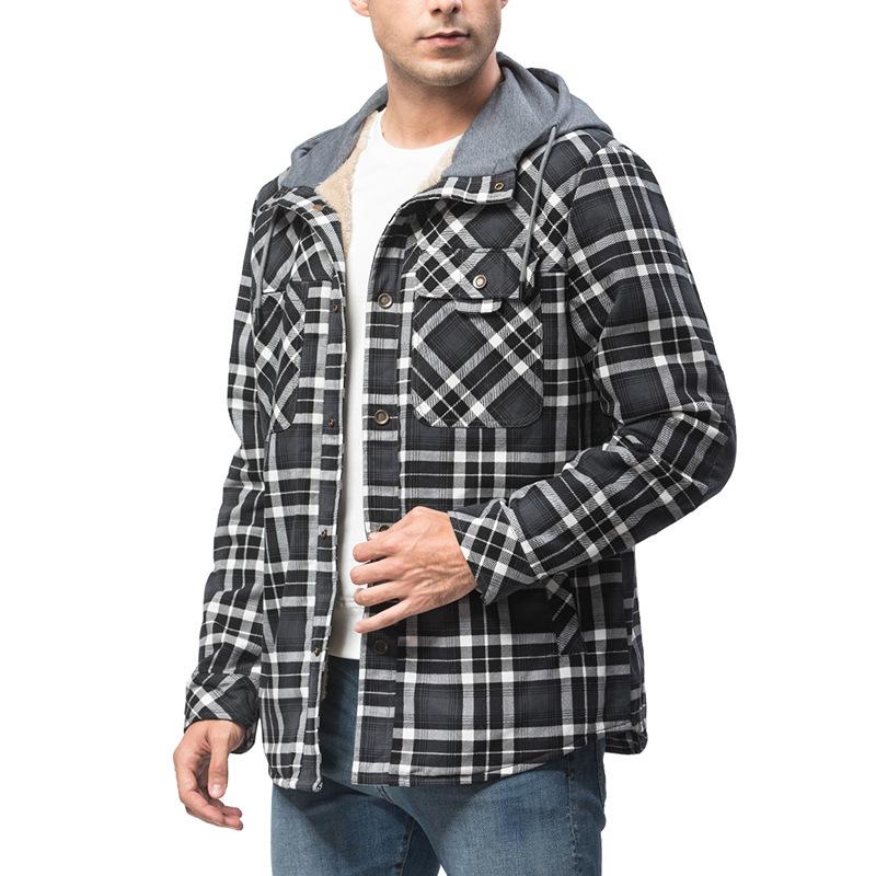 Hermosa Chaqueta de Talla Grande a Prueba de Frío y Viento Chaqueta Cálida Camisa Casual para Hombre Talla Grande con Terciopelo