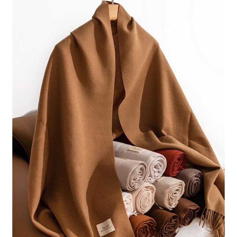 Winter Cashmere Scarves Women Warm Shawls Wraps Solid Colors Neckerchief Men Scarf Fashion Hijab Stoles Pashmina With Tassels