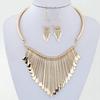 Women's Fashion Luxury Tassel Pendant Choker Necklace Hook Earrings Jewelry Set