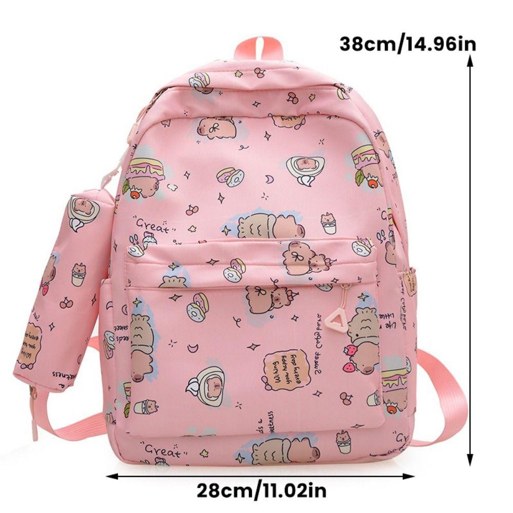 High Quality Nylon Capybara Backpack Capybara Large Capacity Shoulders Bag Waterproof Lightweight Schoolbag Student Gift