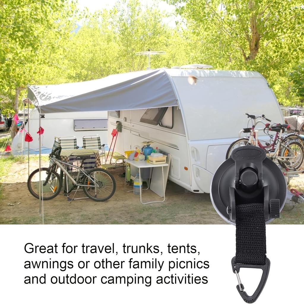 4pcs Heavy Duty Suction Cup Hooks for Outdoor Camping, Car Tent, Awning, and Boat - Portable PVC Tie Down Hooks with Secure Latch Mechanism