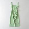2025 Side Pleated Vest Dress, European And American Style Women'S New Solid Color Tight Strap Dress