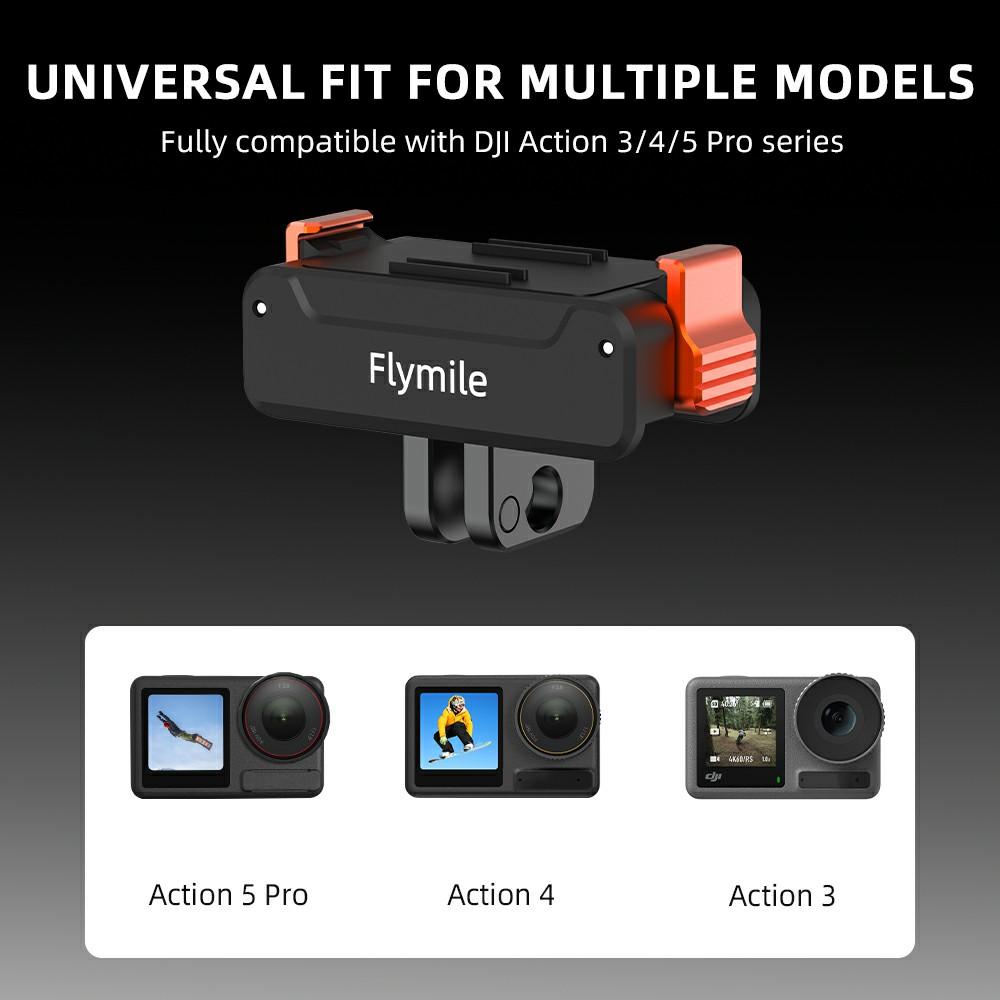 FLYMILE For DJI Osmo Action 5 Pro/Action 4 Magnetic Mount 1/4 Quick Release Base with Dual Expansion Ports