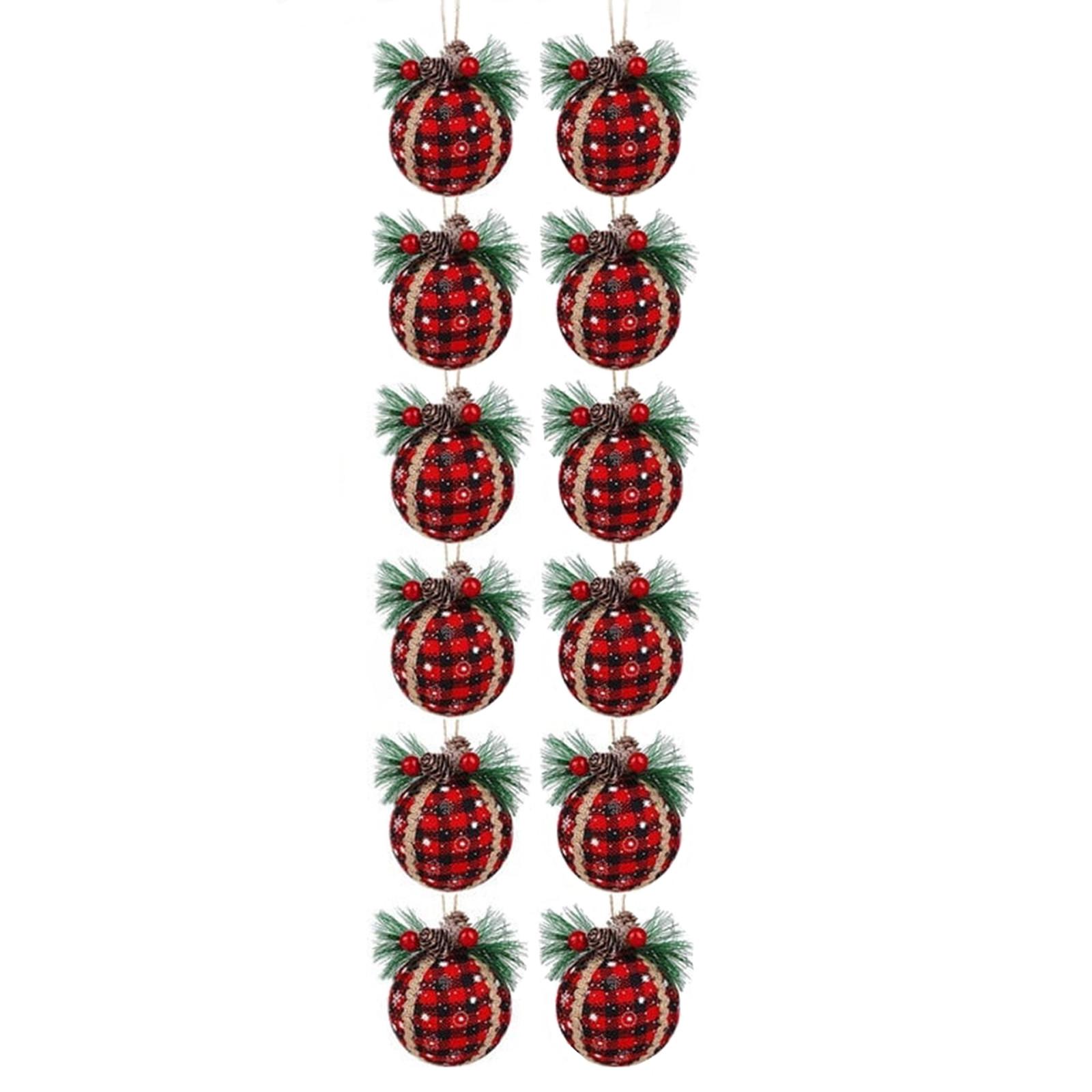 

6PC/12PC Red Lattice Christmas Tree Decorations Christmas Balls Foam Balls One Size