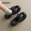 JK New Spring Black Thick-soled British Style Velvet Bow Small Leather Shoes