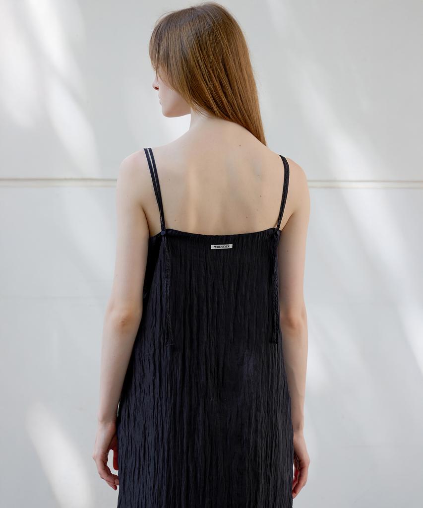 Leuba Crease Slip Dress - Black