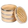 Mao Bamboo Steamer Basket with Stainless Steel Edge - Ideal for Baozi, Mantou, and Xiaolongbao.