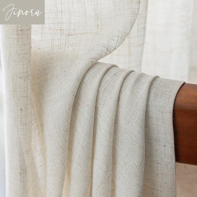 Cotton and Linen Texture Translucent Curtains for Bedroom Living Room with UV Protection Sheer Curtain Window Screen Yarn Custom